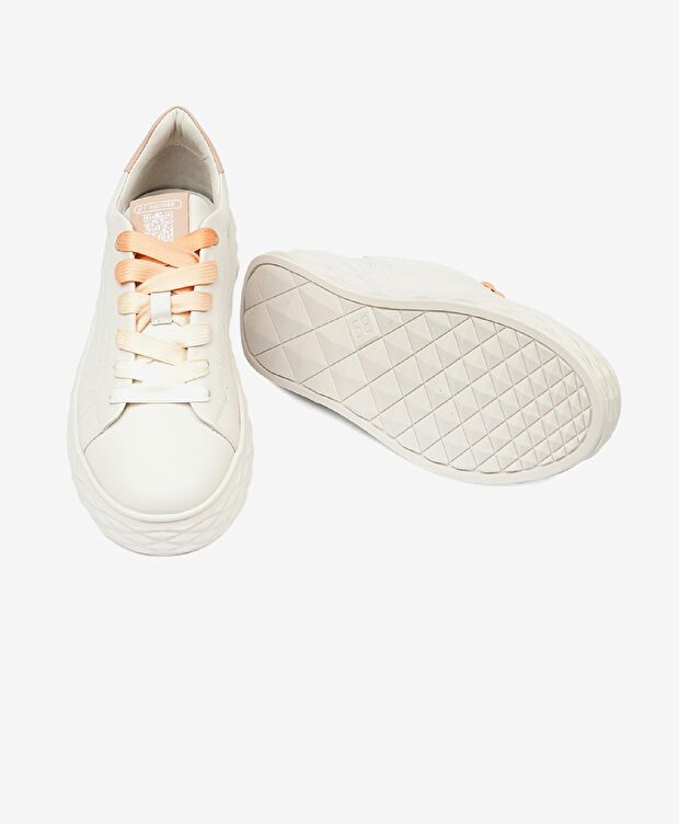 Kadın Kirli Beyaz Hakiki Deri Sneaker Ayakkabı - 6