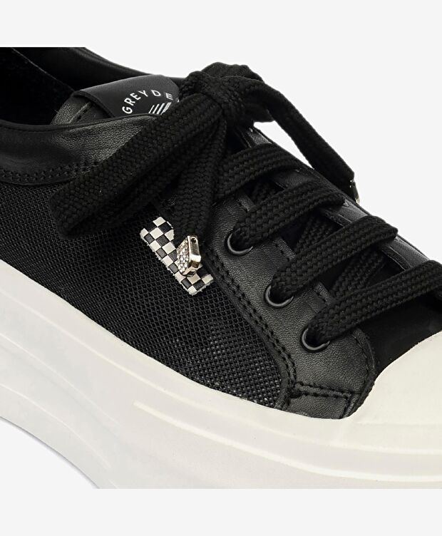 Kadın Siyah Hakiki Deri Sneaker Ayakkabı - 5