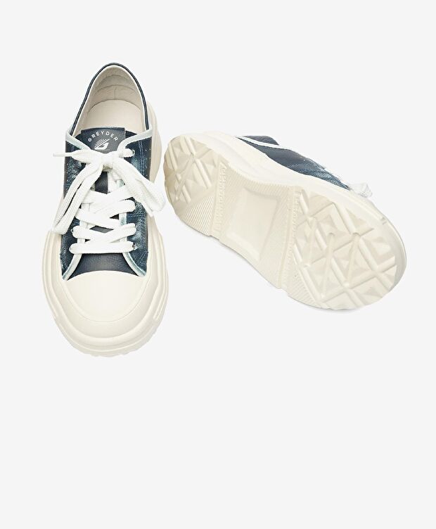 Kadın Mavi Hakiki Deri Sneaker Ayakkabı - 6