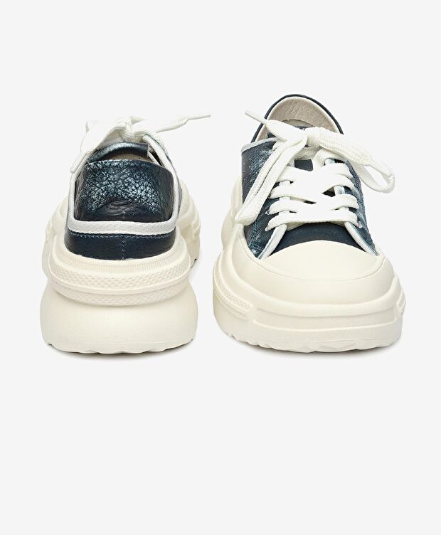 Kadın Mavi Hakiki Deri Sneaker Ayakkabı - 7