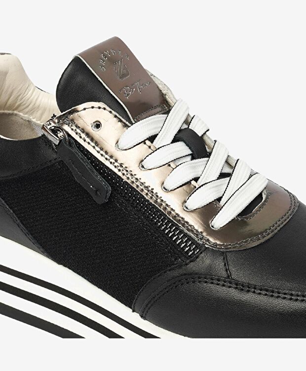 Kadın Siyah Hakiki Deri Spor Ayakkabı - 5