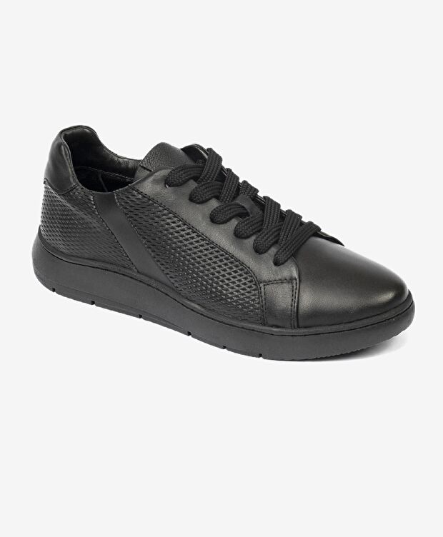 Kadın Siyah Hakiki Deri Sneaker Ayakkabı - 1