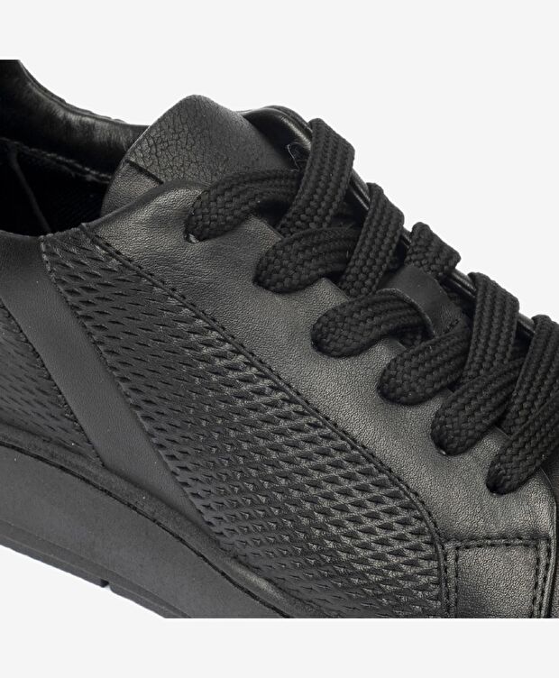 Kadın Siyah Hakiki Deri Sneaker Ayakkabı - 5