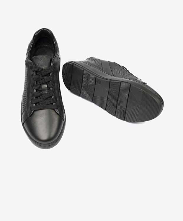 Kadın Siyah Hakiki Deri Sneaker Ayakkabı - 6