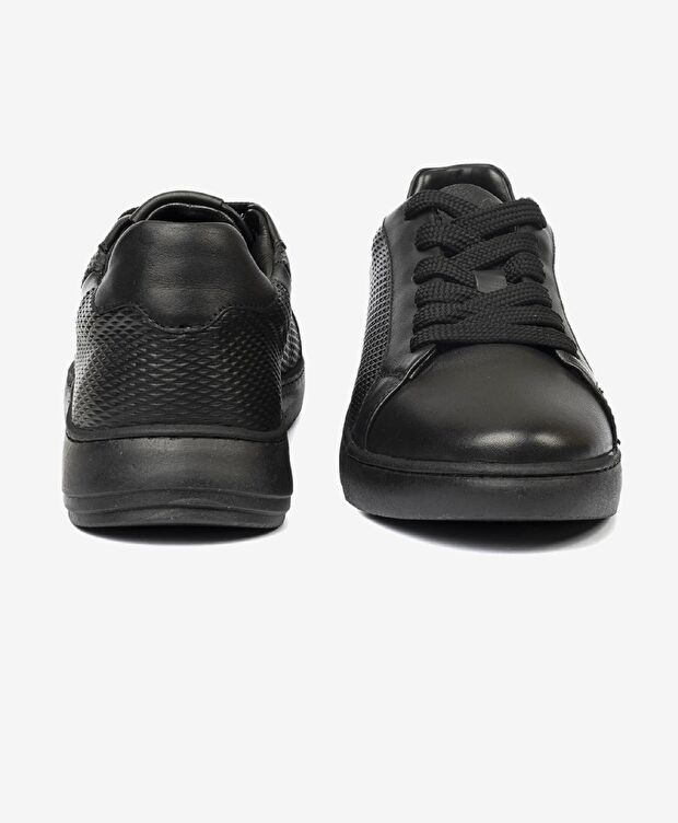 Kadın Siyah Hakiki Deri Sneaker Ayakkabı - 7