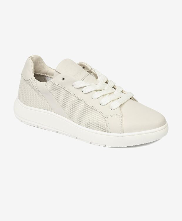 Kadın Kirli Beyaz Hakiki Deri Sneaker Ayakkabı - 1