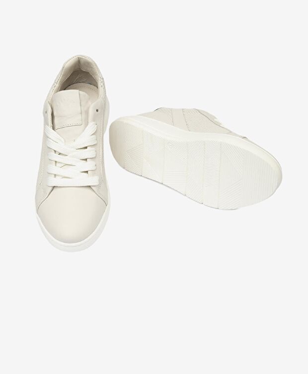 Kadın Kirli Beyaz Hakiki Deri Sneaker Ayakkabı - 6