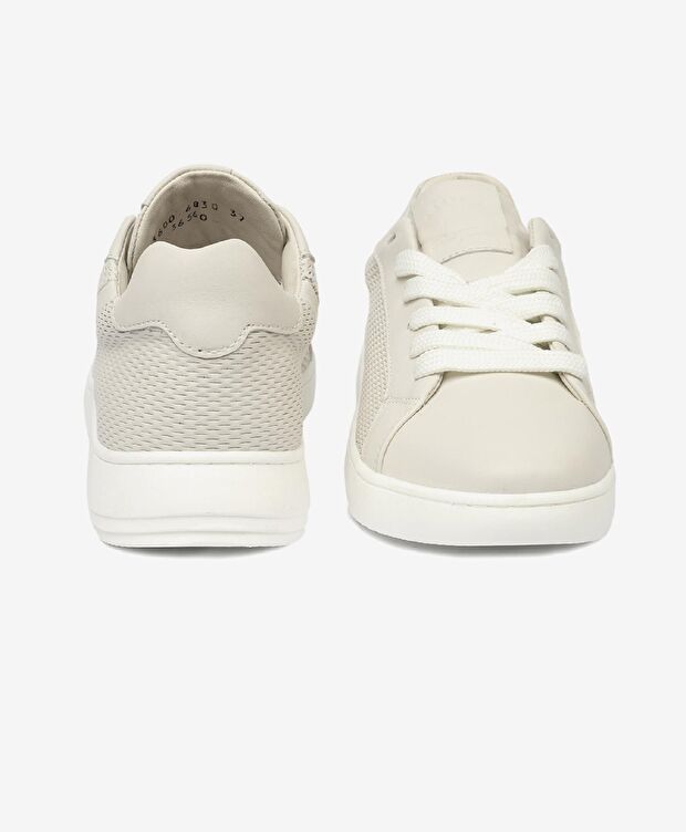 Kadın Kirli Beyaz Hakiki Deri Sneaker Ayakkabı - 7