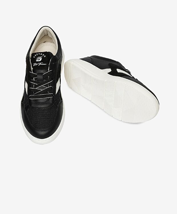 Kadın Siyah Beyaz Hakiki Deri Sneaker Ayakkabı - 6