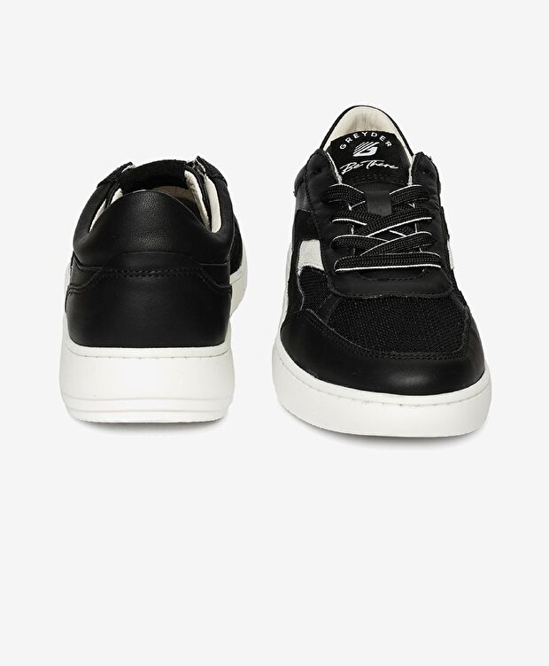 Kadın Siyah Beyaz Hakiki Deri Sneaker Ayakkabı - 7