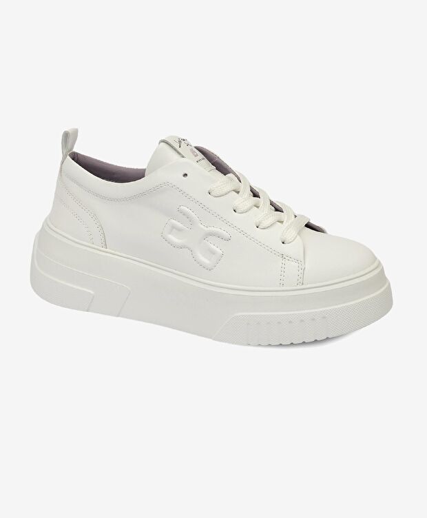 Kadın Beyaz Hakiki Deri Sneaker Ayakkabı - 2
