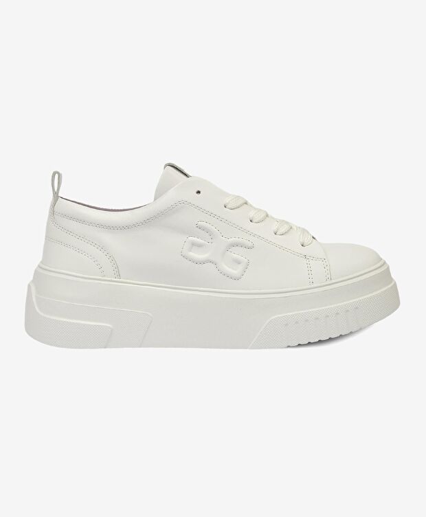 Kadın Beyaz Hakiki Deri Sneaker Ayakkabı - 1
