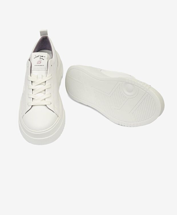 Kadın Beyaz Hakiki Deri Sneaker Ayakkabı - 6