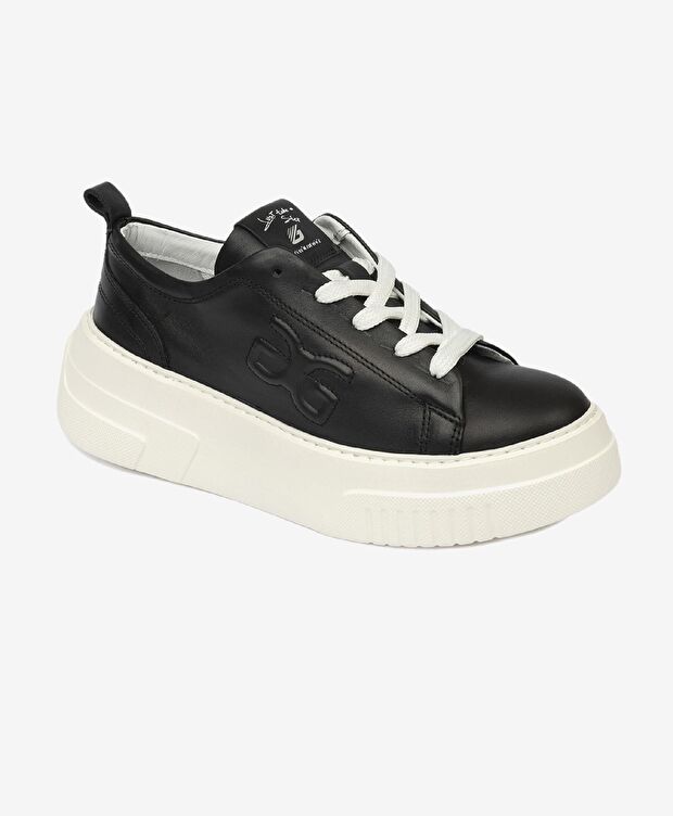 Kadın Siyah Hakiki Deri Sneaker Ayakkabı - 1