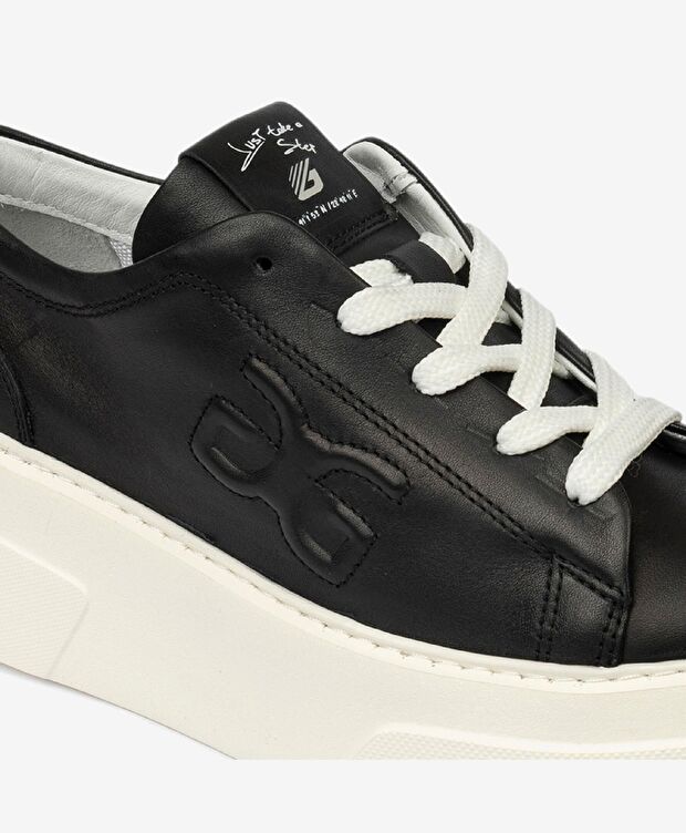 Kadın Siyah Hakiki Deri Sneaker Ayakkabı - 5