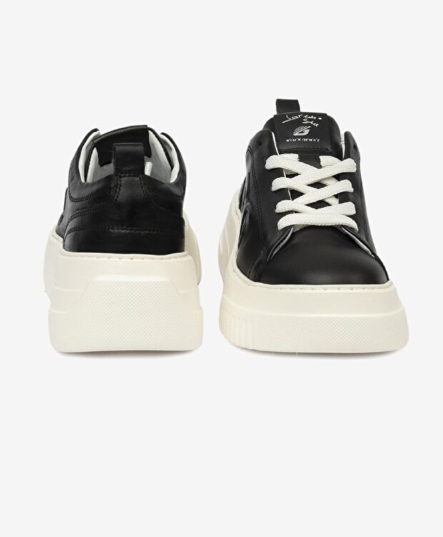 Kadın Siyah Hakiki Deri Sneaker Ayakkabı - 7