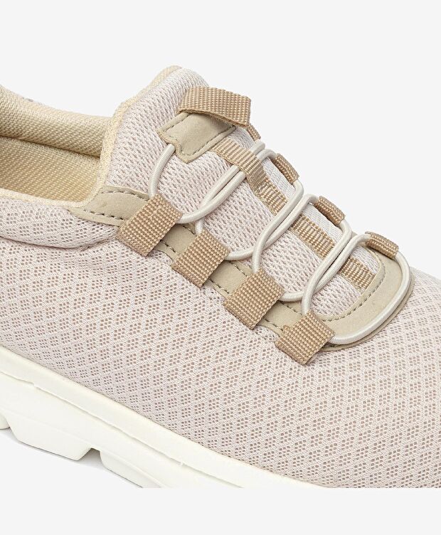 Kadın Krem Hakiki Deri Spor Ayakkabı - 5