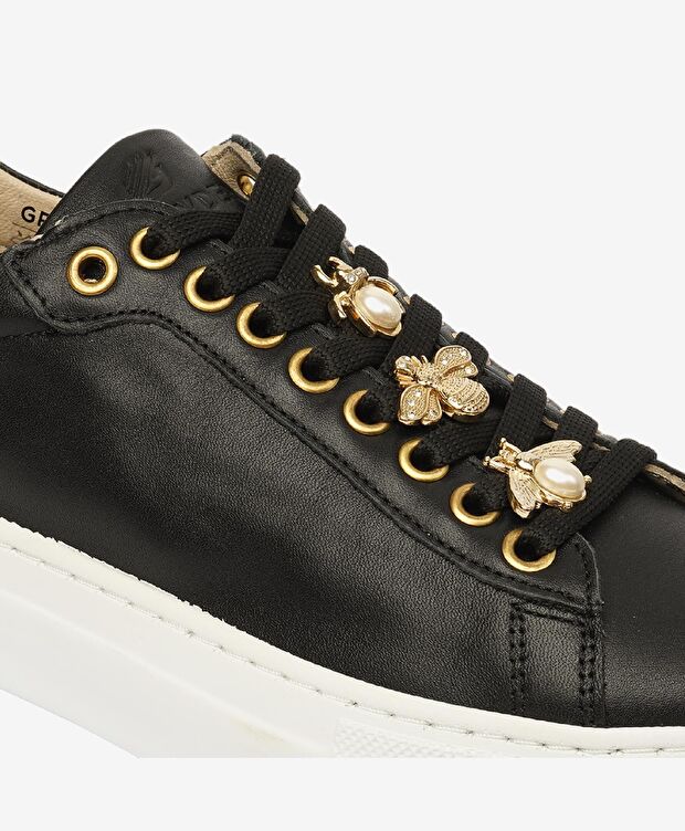 Kadın Siyah Hakiki Deri Sneaker Ayakkabı - 5