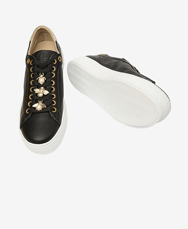 Kadın Siyah Hakiki Deri Sneaker Ayakkabı - 6