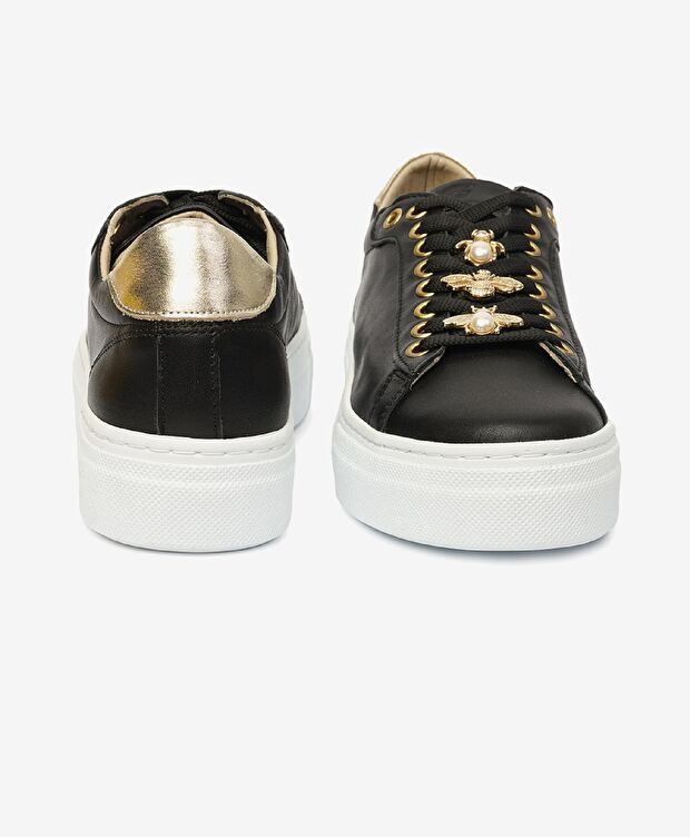 Kadın Siyah Hakiki Deri Sneaker Ayakkabı - 7