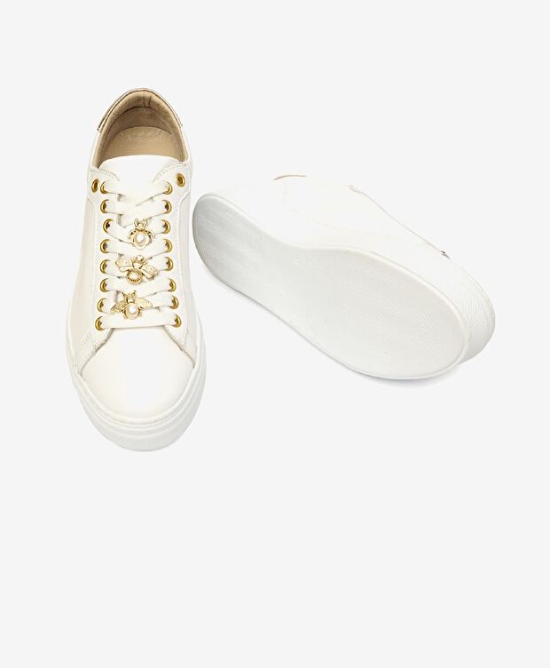 Kadın Beyaz Hakiki Deri Sneaker Ayakkabı - 6