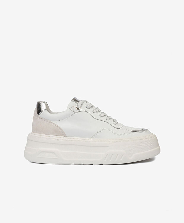 Kadın Beyaz Gümüş Sneaker Ayakkabı - 1