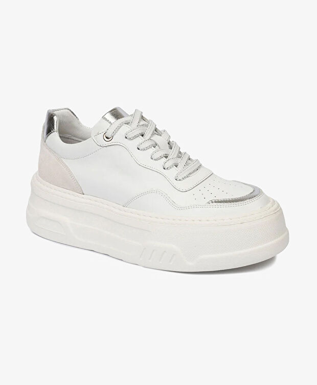 Kadın Beyaz Gümüş Sneaker Ayakkabı - 2