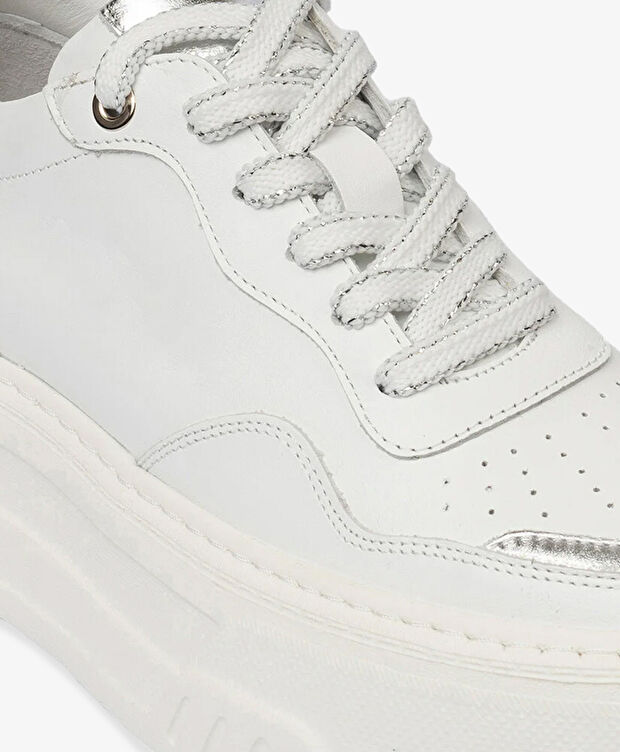 Kadın Beyaz Gümüş Sneaker Ayakkabı - 5