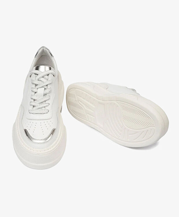 Kadın Beyaz Gümüş Sneaker Ayakkabı - 6