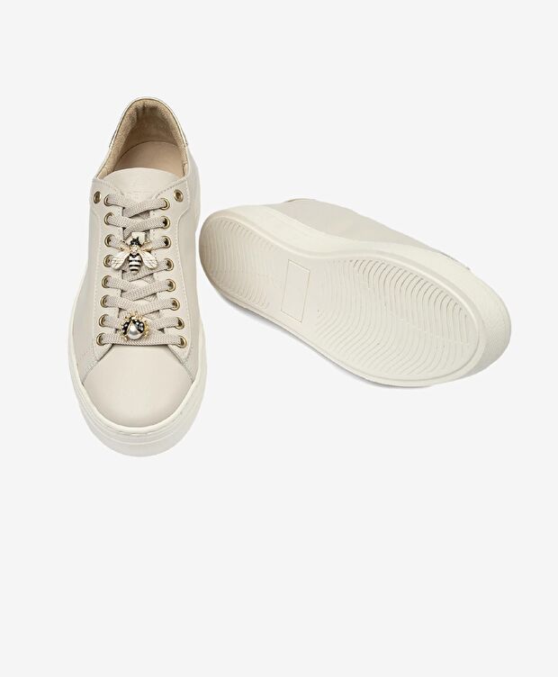 Kadın Açık Vizon Hakiki Deri Sneaker Ayakkabı - 6