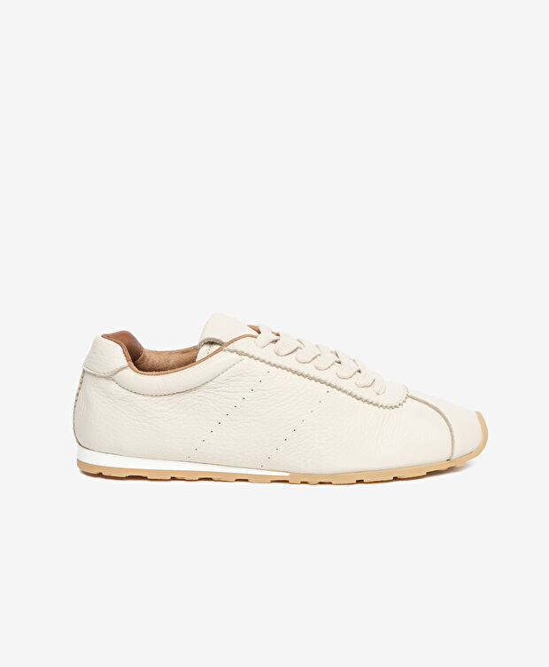Kadın Bej Hakiki Deri Sneaker Ayakkabı - 1