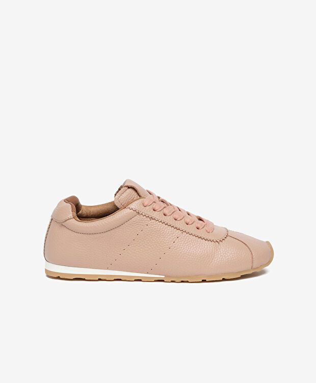 Kadın Pudra Hakiki Deri Sneaker Ayakkabı - 1