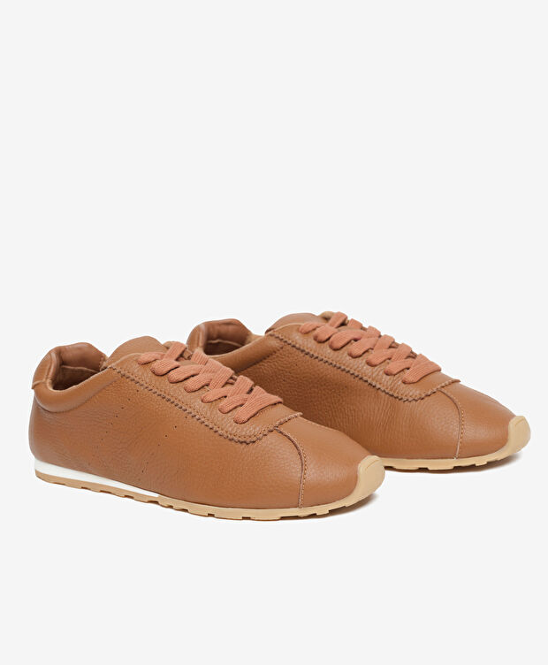 Kadın Taba Hakiki Deri Sneaker Ayakkabı - 3