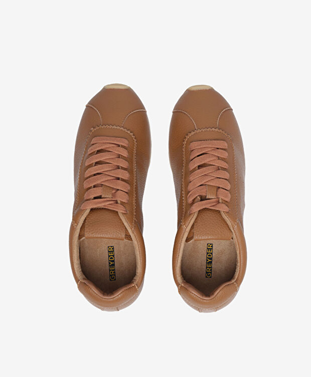 Kadın Taba Hakiki Deri Sneaker Ayakkabı - 5