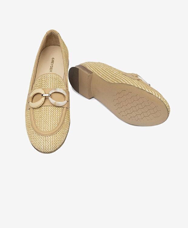 Kadın Bej Hakiki Deri Babet - 6