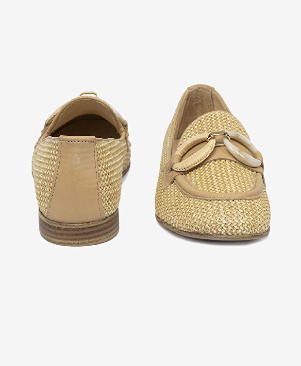 Kadın Bej Hakiki Deri Babet - 7