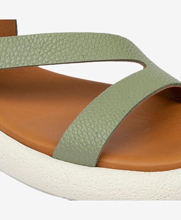 Kadın Su Yeşili Hakiki Deri Sandalet - 5