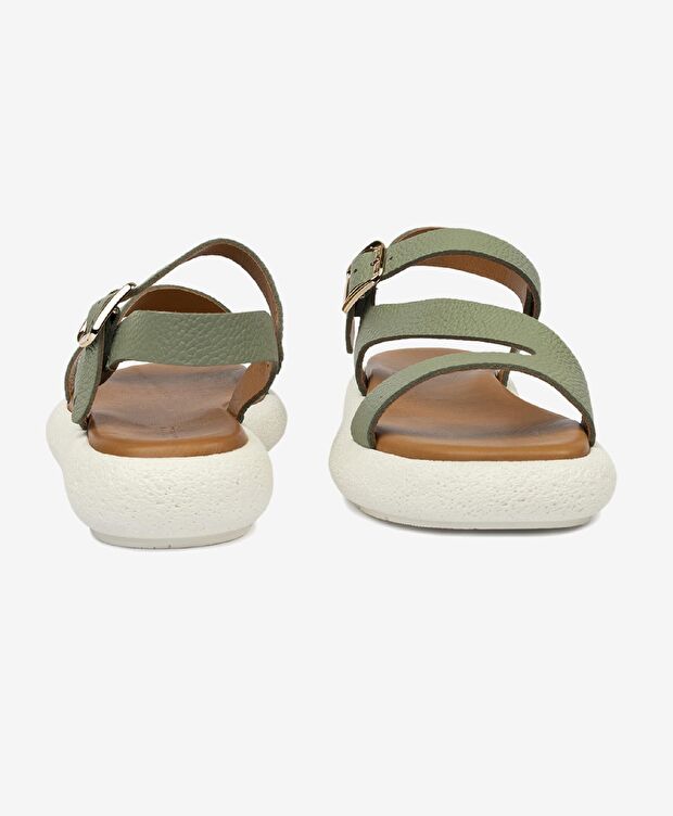 Kadın Su Yeşili Hakiki Deri Sandalet - 7