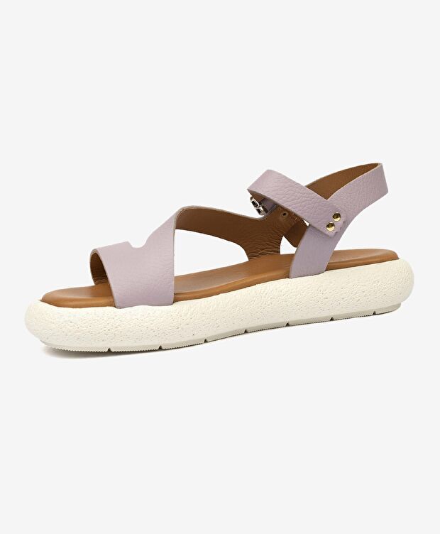 Kadın Lila Hakiki Deri Sandalet - 5