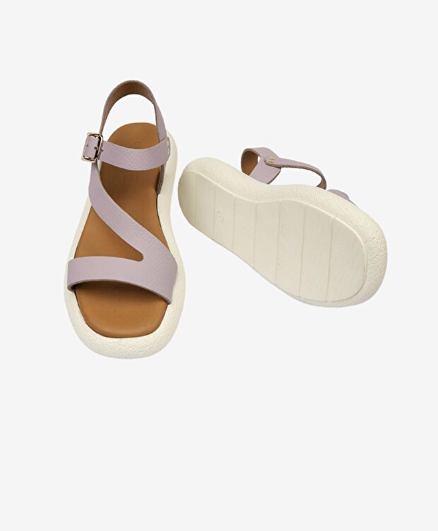 Kadın Lila Hakiki Deri Sandalet - 8