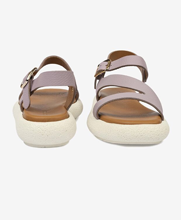 Kadın Lila Hakiki Deri Sandalet - 9