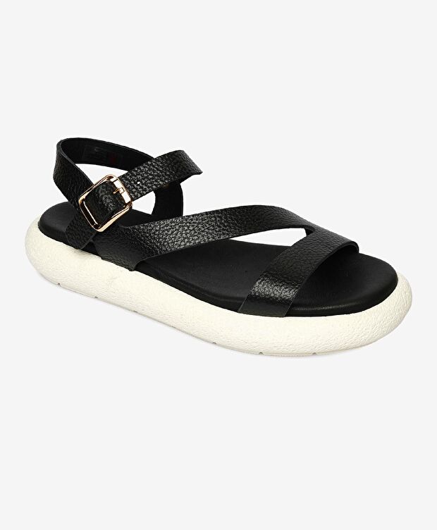 Kadın Siyah Hakiki Deri Sandalet - 2