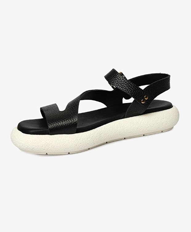 Kadın Siyah Hakiki Deri Sandalet - 3