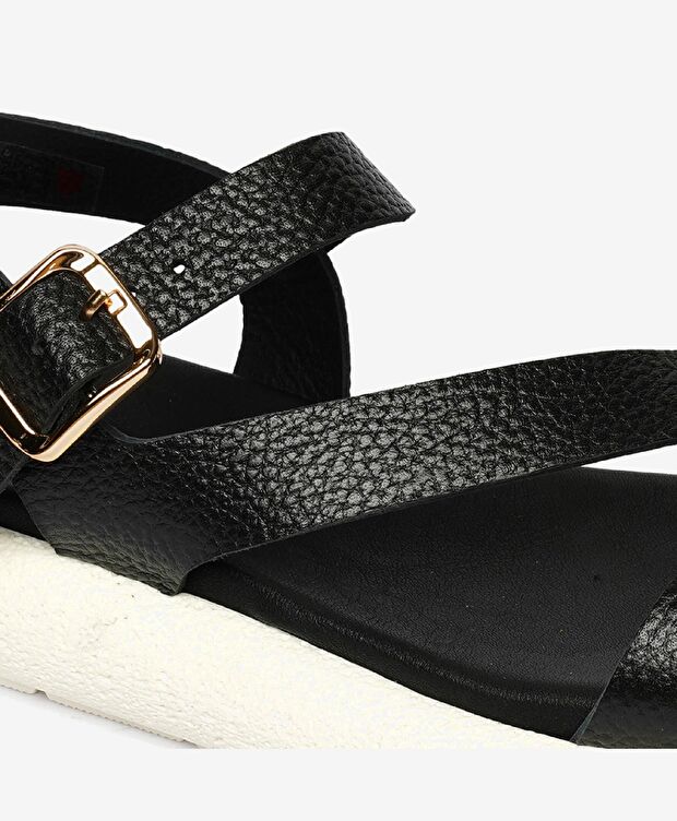 Kadın Siyah Hakiki Deri Sandalet - 5