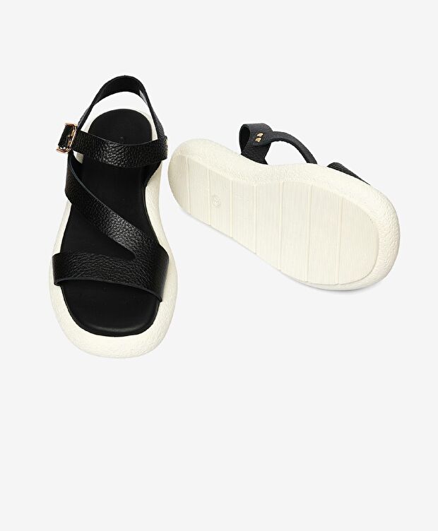 Kadın Siyah Hakiki Deri Sandalet - 6