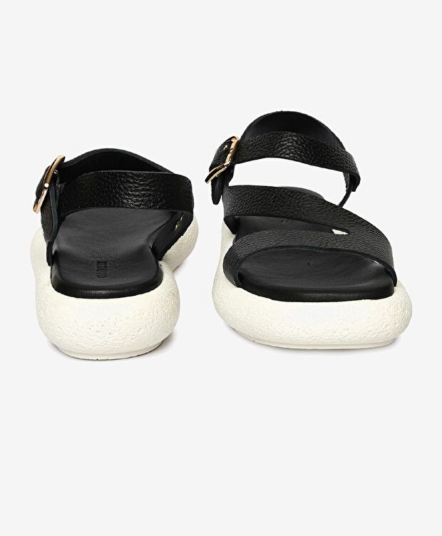 Kadın Siyah Hakiki Deri Sandalet - 7