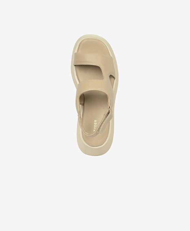 Kadın Bej Hakiki Deri Sandalet - 4