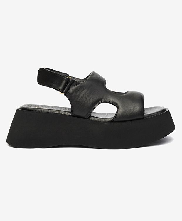 Kadın Siyah Hakiki Deri Sandalet - 1