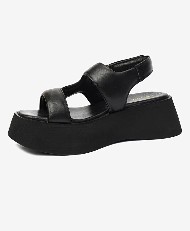 Kadın Siyah Hakiki Deri Sandalet - 3