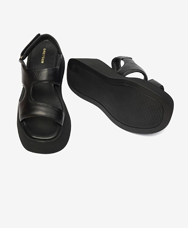 Kadın Siyah Hakiki Deri Sandalet - 6